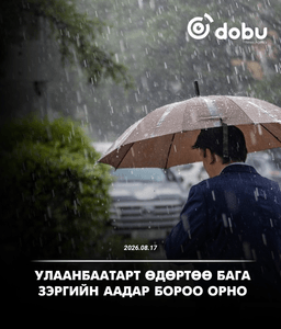 ЦАГ АГААР: Улаанбаатарт өдөртөө бага зэргийн аадар бороо орно