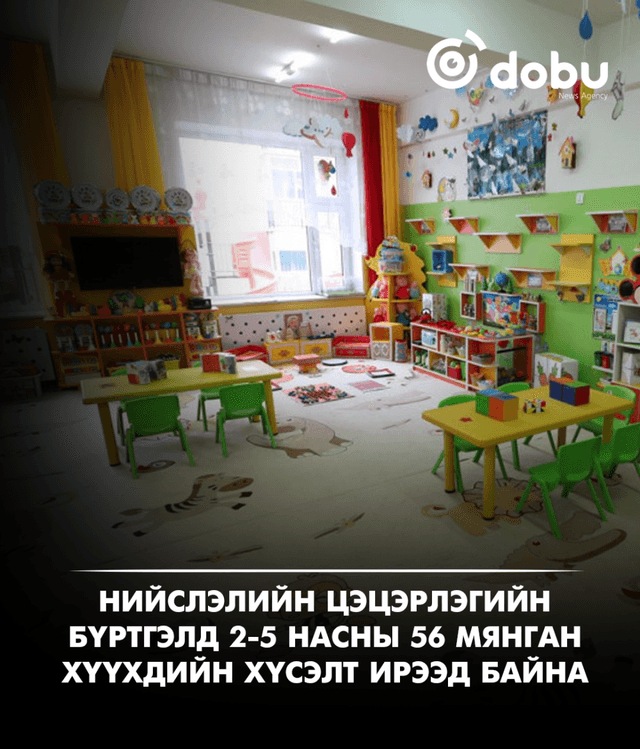 Нийслэлийн цэцэрлэгийн бүртгэлд 2-5 насны 56 мянган хүүхдийн хүсэлт ирээд байна