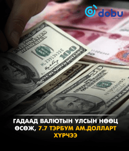 Гадаад валютын улсын нөөц 7.7 тэрбум ам.долларт хүрчээ