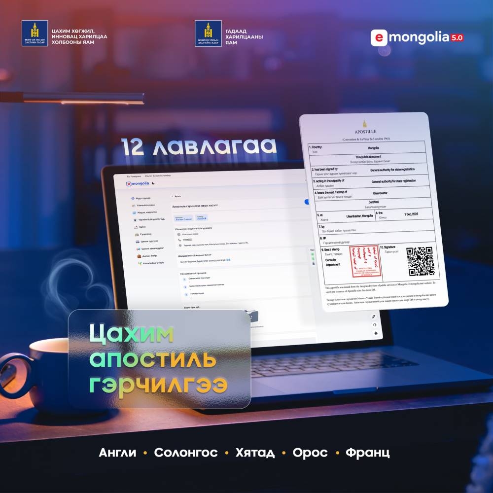 E-mongolia системээр 12 төрлийн үйлчилгээг 5 улсын хэлээр олгож эхэлжээ