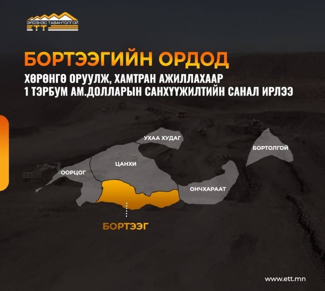 Бортээгийн ордод хөрөнгө оруулж, хамтран ажиллахаар 1 тэрбум ам.долларын санхүүжилтийн санал ирлээ