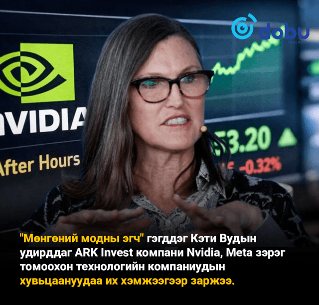 "Мөнгөний модны эгч" Кэти Вуд томоохон технологийн компаниудын хувьцаануудаа их хэмжээгээр заржээ
