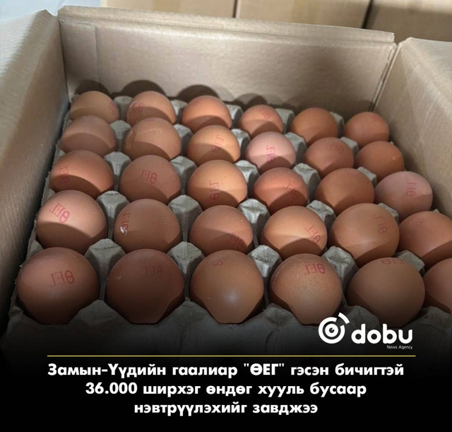 Замын-Үүдийн гаалиар "ӨЕГ" гэсэн бичигтэй 36.000 ширхэг өндөг хууль бусаар нэвтрүүлэхийг завджээ