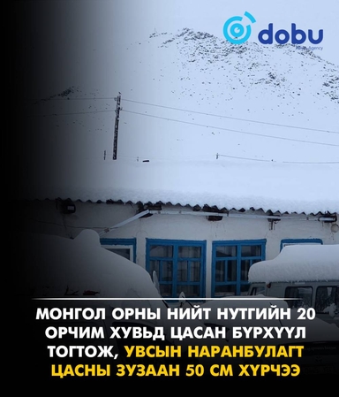 Монгол орны нийт нутгийн 20 орчим хувьд цасан бүрхүүл тогтож, Увсын Наранбулагт цасны зузаан 50 см хүрчээ