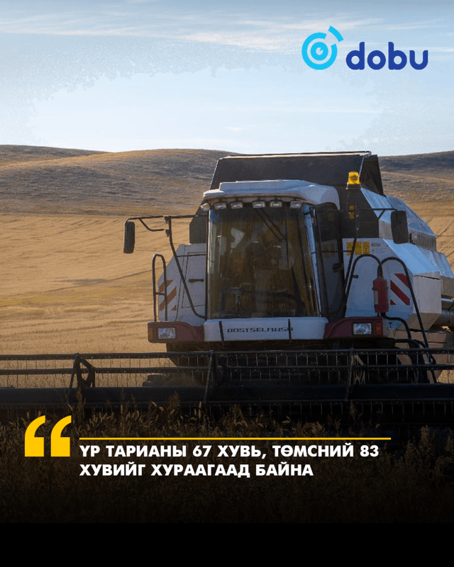 Үр тарианы 67 хувь, төмсний 83 хувийг хураагаад байна